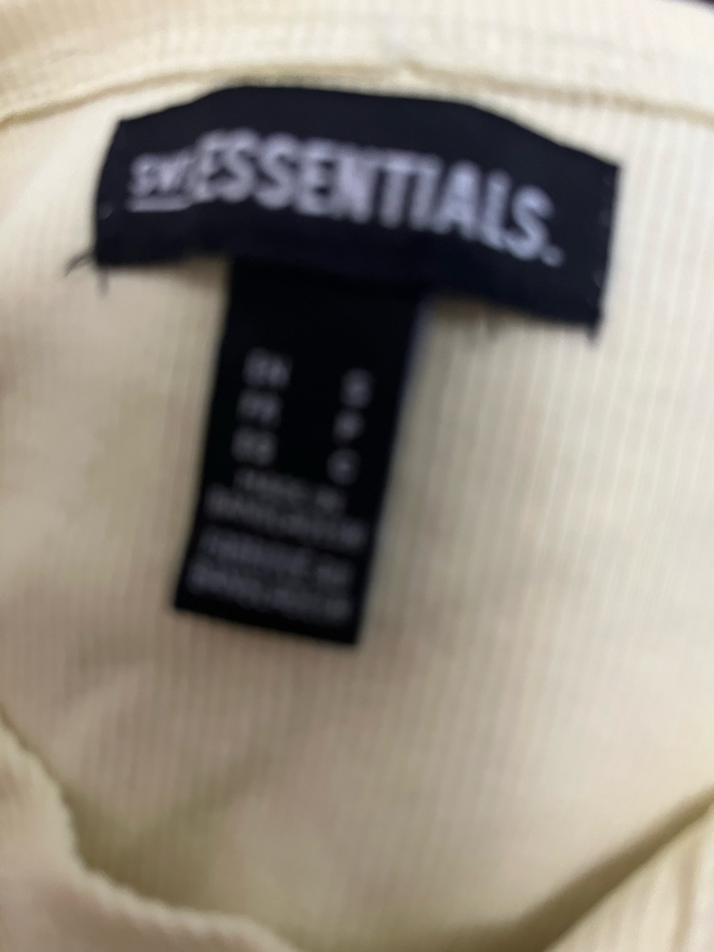 Essentials Pale Yellow Ribbed Henley Crop Tank - Picture 3 of 3